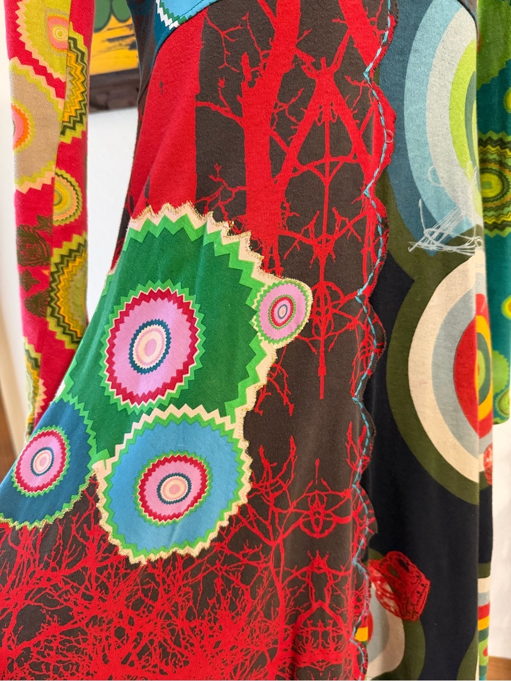 Vintage Y2K Desigual Patchwork Cotton Jersey Long Sleeve Dress – Size M - Picture 5 of 8